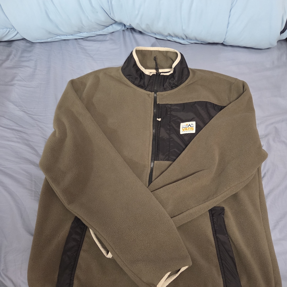 Vans Men's Zip-Up Sweater in Olive and Black